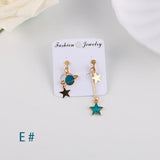 Korea Style Enamel Star Moon Clip on Earrings for Women Party Gift