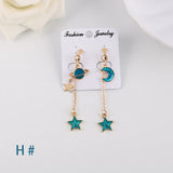 Korea Style Enamel Star Moon Clip on Earrings for Women Party Gift