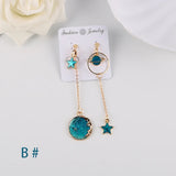 Korea Style Enamel Star Moon Clip on Earrings for Women Party Gift