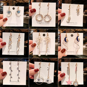 Korea Style Enamel Star Moon Clip on Earrings for Women Party Gift