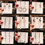 Korea Style Enamel Star Moon Clip on Earrings for Women Party Gift