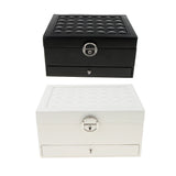 Multilayer Leather Jewelry Box Case Organizer Display Stand with Mirror