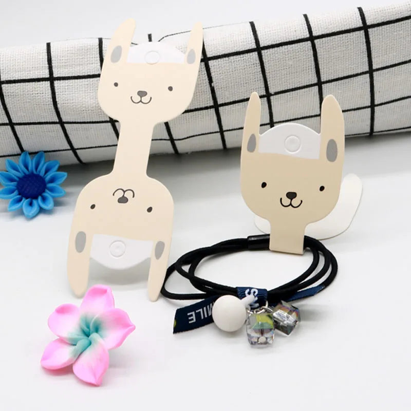 100pcs Rabbit Shape Jewelry Paper Cards 4x11.5cm Bracelet Rubber String Necklace