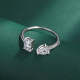 Oval Baguette Diamond Couple Rings Sterling Silver Gift Jewelry
