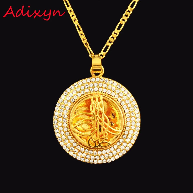 CZ Allah Pendant Necklace Islam Muslim Women Jewelry