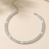Crystal Rhinestone Choker Necklace Wedding Accessorie Silver Chain