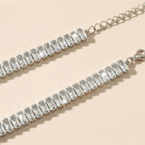 Crystal Rhinestone Choker Necklace Wedding Accessorie Silver Chain
