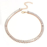 Crystal Rhinestone Choker Necklace Wedding Accessorie Silver Chain