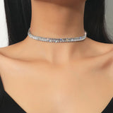 Crystal Rhinestone Choker Necklace Wedding Accessorie Silver Chain