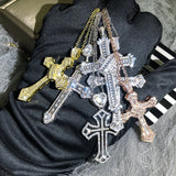 Crystal Pendant Necklace Silver Chain Bridal Cross Wedding