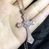 Crystal Pendant Necklace Silver Chain Bridal Cross Wedding