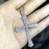 Crystal Pendant Necklace Silver Chain Bridal Cross Wedding
