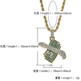 Micro-Inlaid Zircon Men Necklace Money Wings Pendant