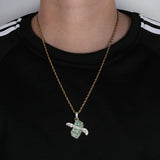 Micro-Inlaid Zircon Men Necklace Money Wings Pendant