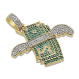 Micro-Inlaid Zircon Men Necklace Money Wings Pendant