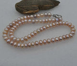 Rainbow Lavender Freshwater Pearl Necklace 18'' 925 Sterling Silver Clasp