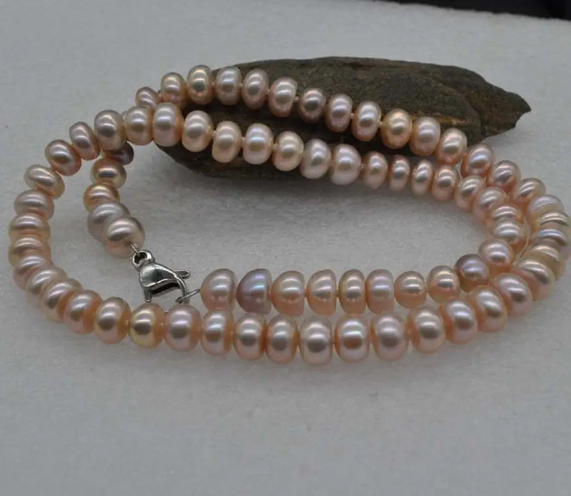Rainbow Lavender Freshwater Pearl Necklace 18'' 925 Sterling Silver Clasp