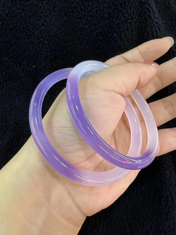 Rare Bicolor Agate Jade Bangle Bracelet Fine Jadeite Jewelry Gift