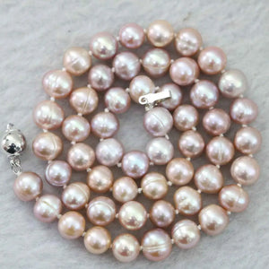 7-8mm Akoya Freshwater Pearl Necklace 18INCH Natural Pink Purple