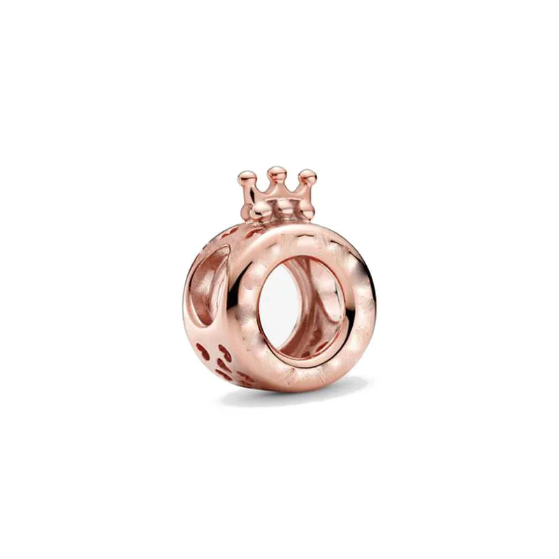 Pink Heart Crown Round Clip Safety DIY Fine Beads for Silver 925 Bracelet