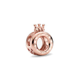 Pink Heart Crown Round Clip Safety DIY Fine Beads for Silver 925 Bracelet