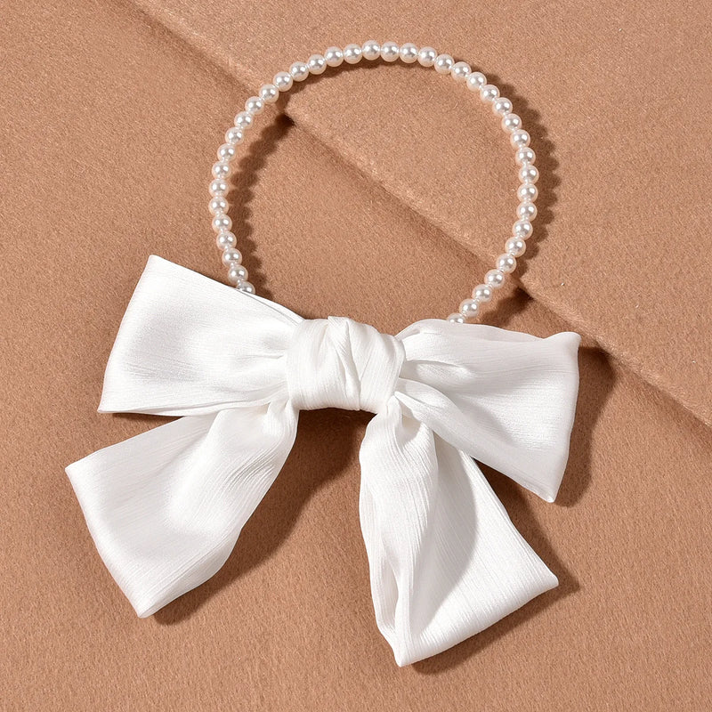 Pearl Hairbands With Bow Hair Clip Bridal Headwear Bands Clip