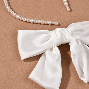 Pearl Hairbands With Bow Hair Clip Bridal Headwear Bands Clip