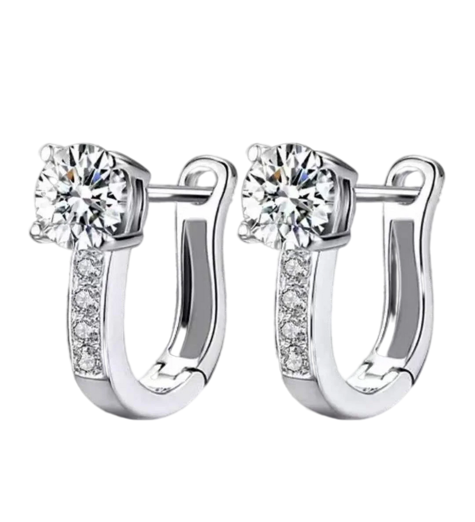 Pearl U Type Zircon Earrings Silver Jewelry For Women Girl