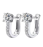 Pearl U Type Zircon Earrings Silver Jewelry For Women Girl