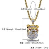 Pet Dog Head Pendant Necklace Silver Micro Pave CZ Charm Jewelry