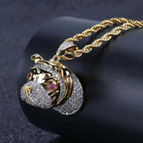 Pet Dog Head Pendant Necklace Silver Micro Pave CZ Charm Jewelry