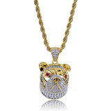 Pet Dog Head Pendant Necklace Silver Micro Pave CZ Charm Jewelry
