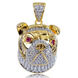Pet Dog Head Pendant Necklace Silver Micro Pave CZ Charm Jewelry