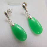 S925 Sterling Silver Green Jade Drop Earrings