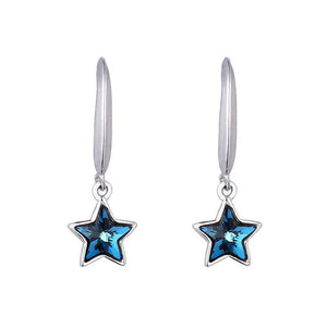 S925 Sterling Silver Star Earrings Crystal Fine Jewelry Wedding