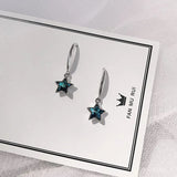 S925 Sterling Silver Star Earrings Crystal Fine Jewelry Wedding