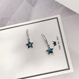 S925 Sterling Silver Star Earrings Crystal Fine Jewelry Wedding
