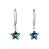 S925 Sterling Silver Star Earrings Crystal Fine Jewelry Wedding