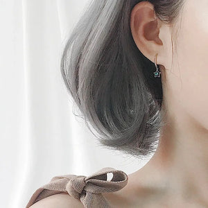 S925 Sterling Silver Star Earrings Crystal Fine Jewelry Wedding