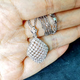 Rhombus Pendant CZ Charm Necklace