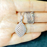 Rhombus Pendant CZ Charm Necklace