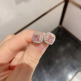Pink Quartz Citrine Gemstone Stud Earrings for Women