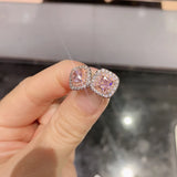 Pink Quartz Citrine Gemstone Stud Earrings for Women