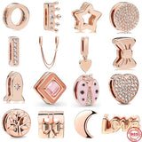 Rose Reflexions Moon Love Family Clip Diy Beads Charms Fit 925 Women Bracelet