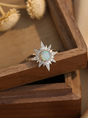 Sun Style Opal Ring Women's Ring Headpiece Sense Jewelry