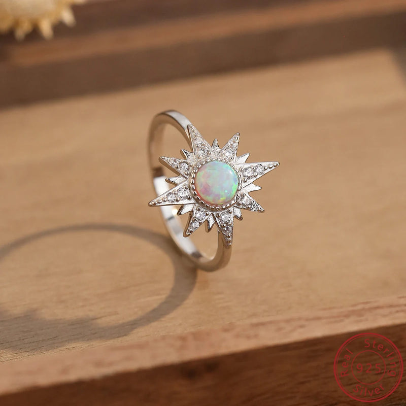 Sun Style Opal Ring Women's Ring Headpiece Sense Jewelry