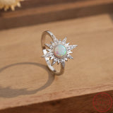 Sun Style Opal Ring Women's Ring Headpiece Sense Jewelry