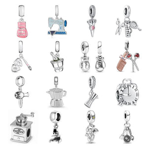 Scissor Comb 925 Silver Beads Kit for Women DIY Bracelet
