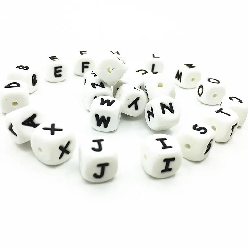 Silicone Letter Beads 12mm 50Pcs/lot
