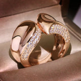 Geometric Cross Curved Rose Engagement Ring